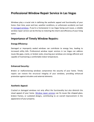 Window Repair Service in Las Vegas PDF