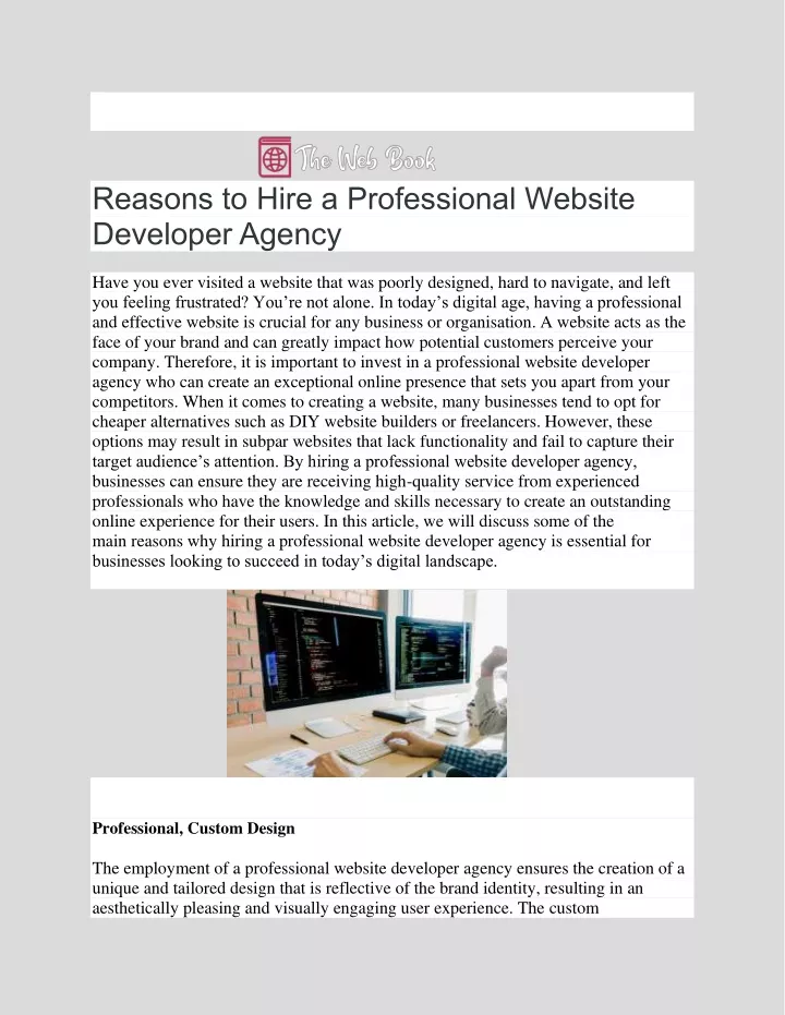 reasons to hire a professional website developer