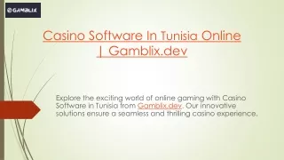 Casino Software In Tunisia Online