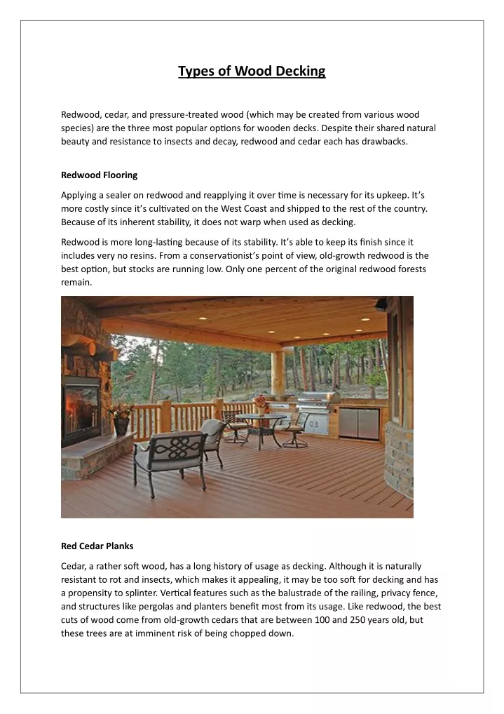 types of wood decking