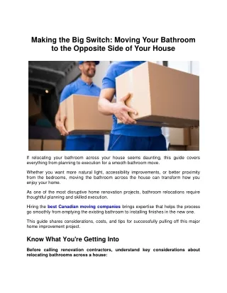 Making the Big Switch Moving Your Bathroom to the Opposite Side of Your House