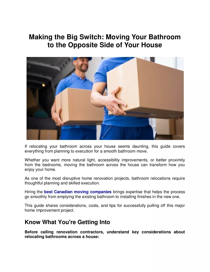 making the big switch moving your bathroom