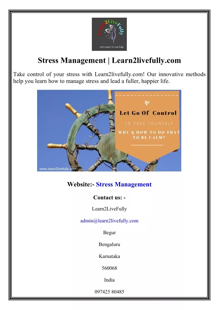 stress management learn2livefully com