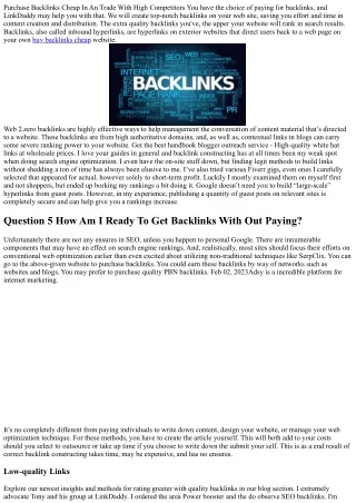 purchase backlinks cheap in an trade with high