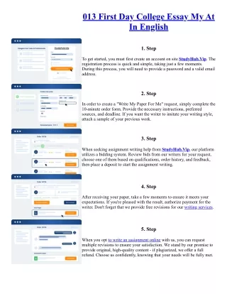 013 First Day College Essay My At In English