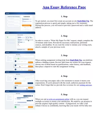 Apa Essay Reference Page