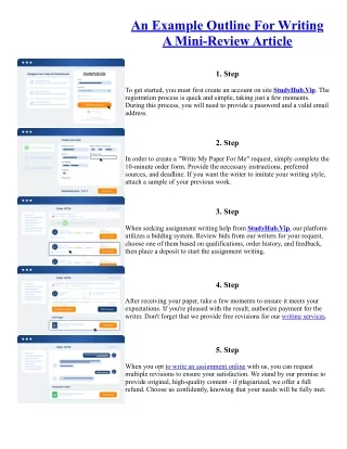 An Example Outline For Writing A Mini-Review Article