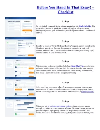Before You Hand In That Essay! – Checklist