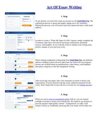 Art Of Essay Writing