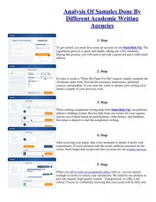 Analysis Of Samples Done By Different Academic Writing Agencies