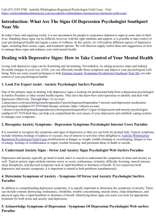 Mayo Clinic Depression Psychologist Southport (07) 5539 9798