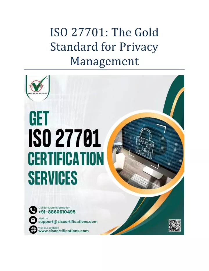 iso 27701 the gold standard for privacy management