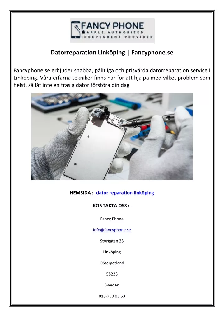 datorreparation link ping fancyphone se