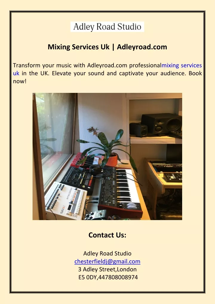 mixing services uk adleyroad com