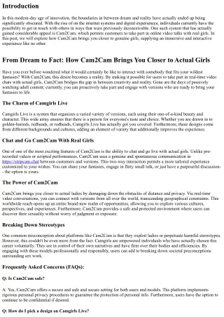 From Fantasy to Reality: How Cam2Cam Brings You Closer to Real Girls