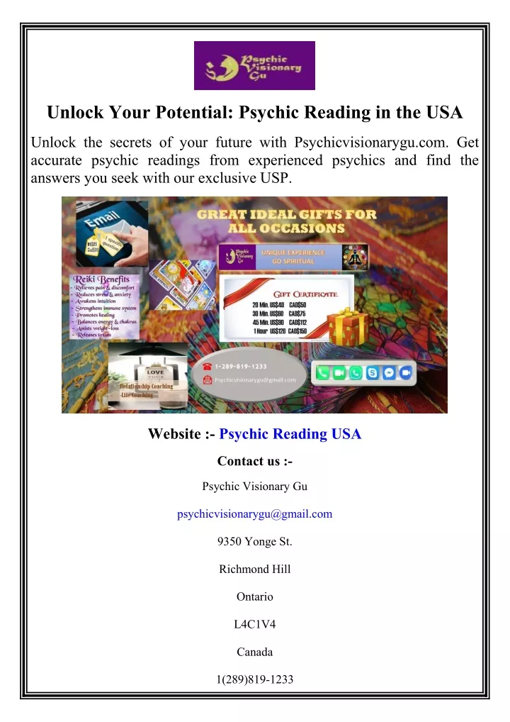 unlock your potential psychic reading in the usa