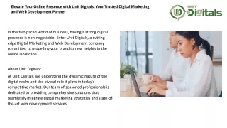 Elevate Your Online Presence with Unit Digitals Your Trusted Digital Marketing and Web Development Partner