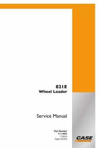 CASE 821E ZBAR SUGAR Wheel Loader Service Repair Manual