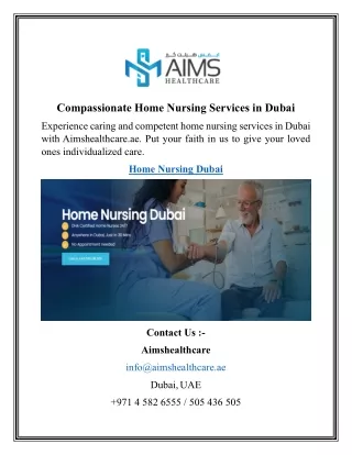 Compassionate Home Nursing Services in Dubai