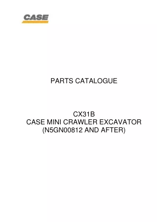 CASE CX31B Mini Crawler Excavator Parts Catalogue Manual