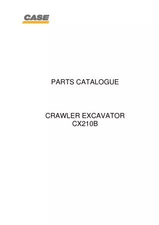 CASE CX210B Crawler Excavator Parts Catalogue Manual