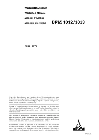 Deutz Fahr BFM 1012 Engine Service Repair Manual
