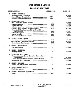 CASE W26 Wheel Loader Service Repair Manual