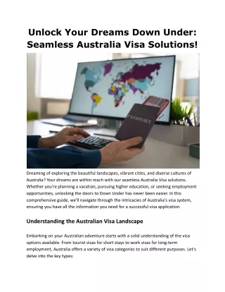 Unlock Your Dreams Down Under Seamless Australia Visa Solutions!