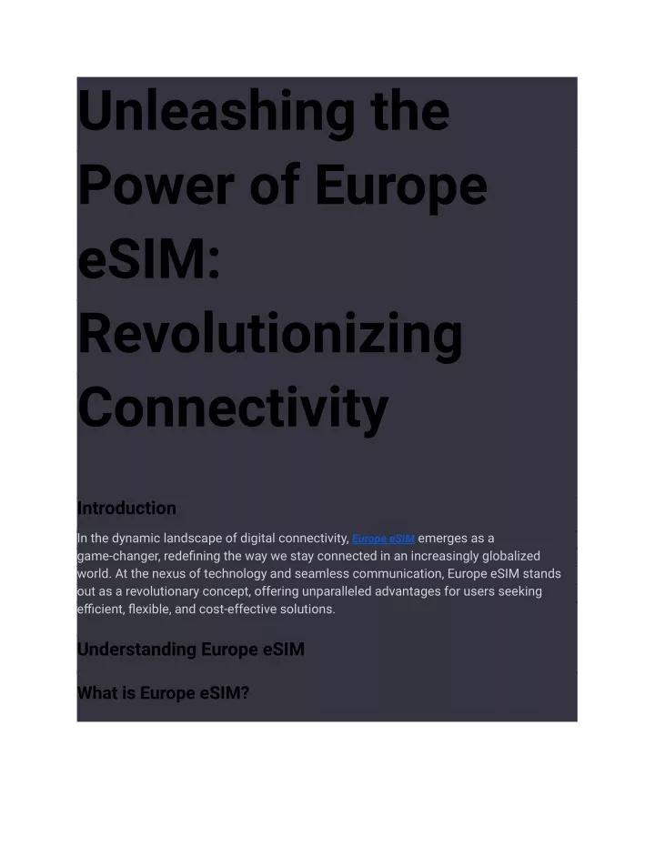 unleashing the power of europe esim