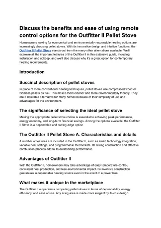 Discuss the benefits and ease of using remote control options for the Outfitter II Pellet Stove
