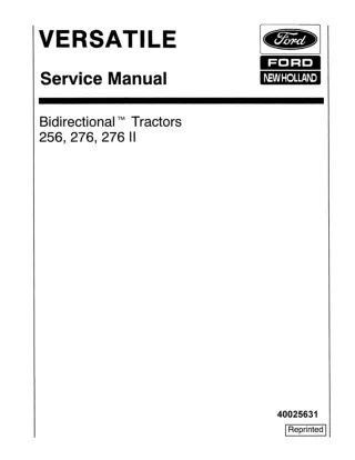 Ford Versatile 276 Bidirectional Tractor Service Repair Manual