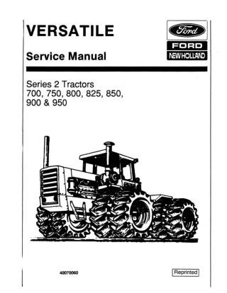 Ford Versatile 750 Series 2 Tractor Service Repair Manual