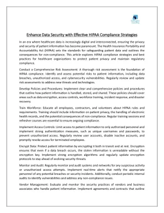 Enhance Data Security with Effective HIPAA Compliance Strategies
