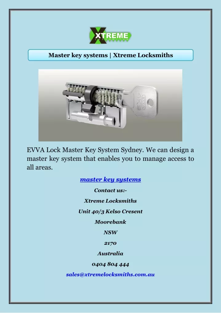 master key systems xtreme locksmiths