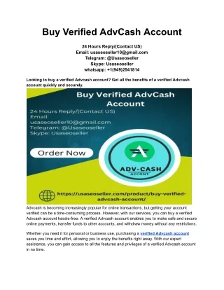 Buy Verified AdvCash Account