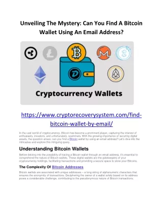 Can You Find A Bitcoin Wallet Using An Email Address