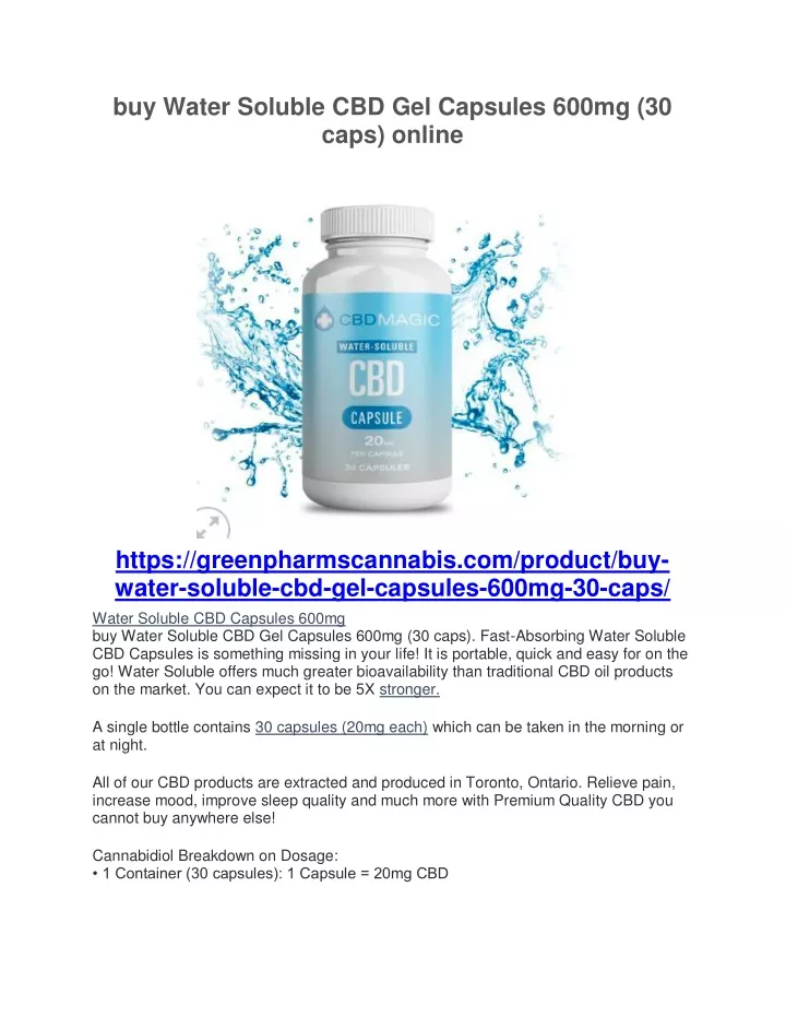 buy water soluble cbd gel capsules 600mg 30 caps