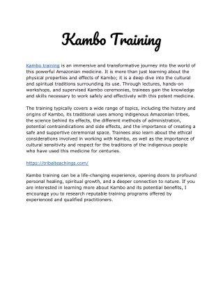 Kambo Training