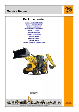 JCB 3CX T4F Backhoe Loader Service Repair Manual From 02254521 to 02274521