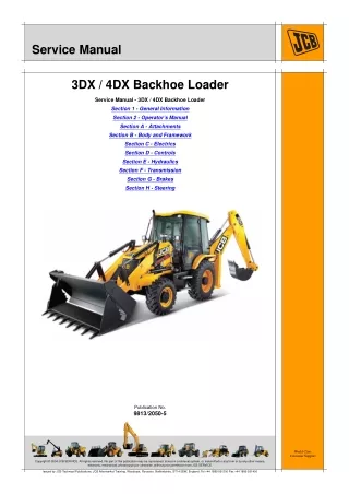 JCB 3DX, 4DX Backhoe Loader Service Repair Manual From 1710000 To 1739999