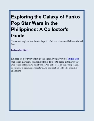 Exploring the Galaxy of Funko Pop Star Wars in the Philippines: A Collector's Gu