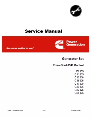 Cummins Onan C12 D6 Generator Set PowerStart 0500 Control Service Repair Manual