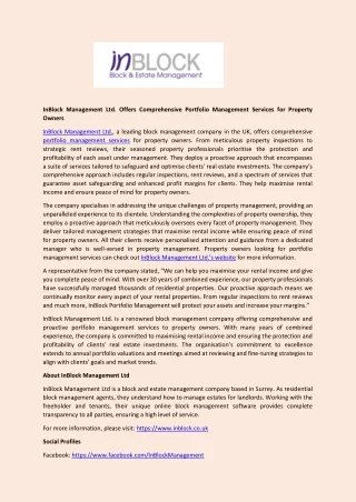 inblock management ltd offers comprehensive