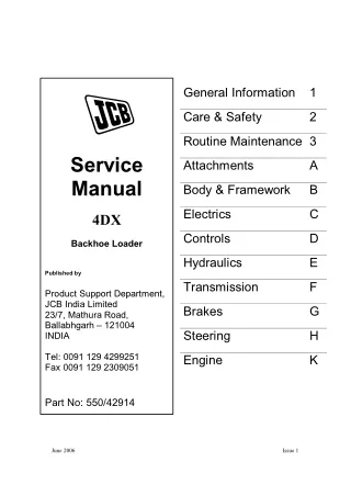 JCB 4DX Backhoe Loader Service Repair Manual