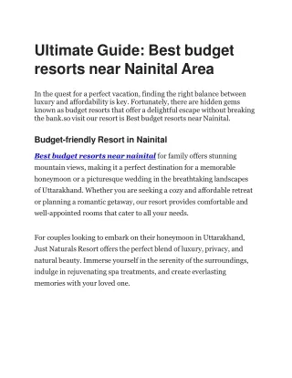 Best budget resorts near Nainital