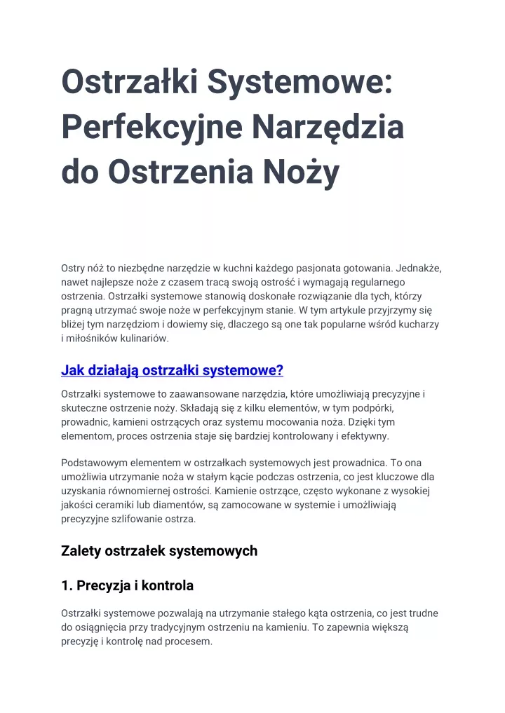 ostrza ki systemowe perfekcyjne narz dzia