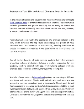 Facial Chemical Peel AU PDF