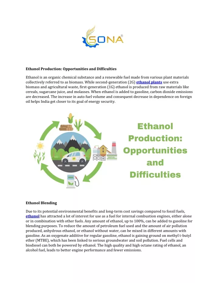 ethanol production opportunities and difficulties