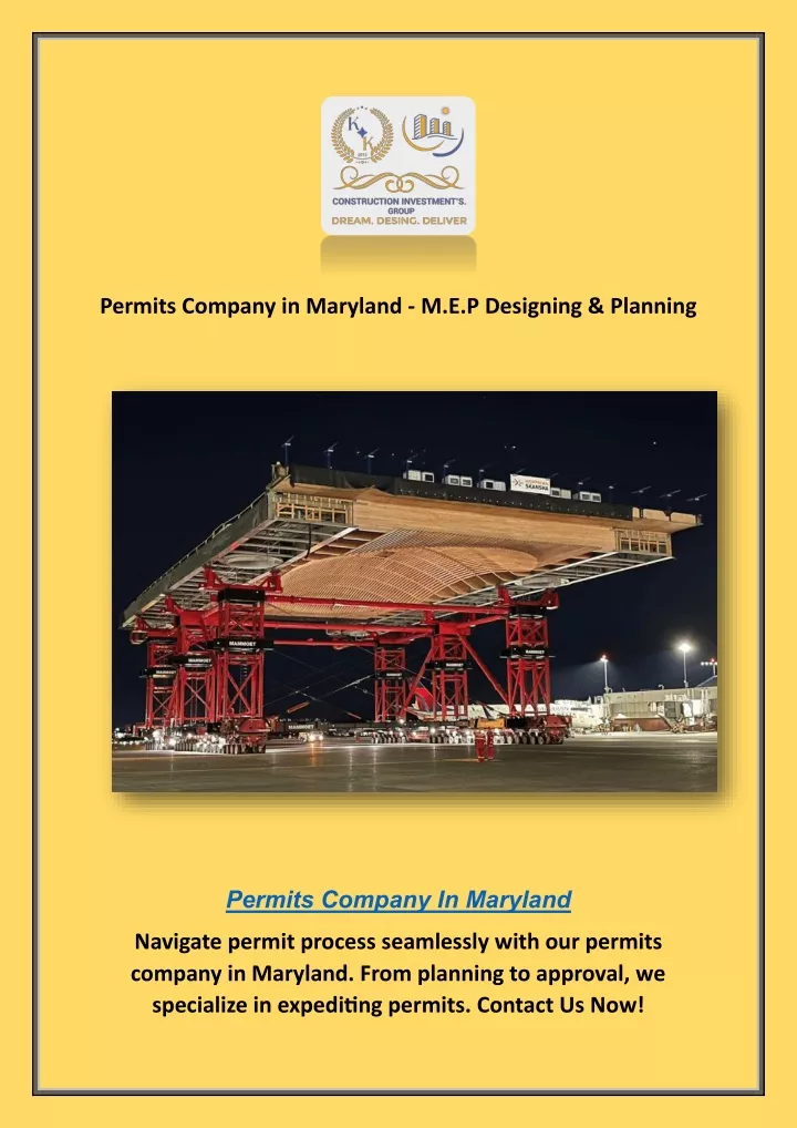 permits company in maryland m e p designing