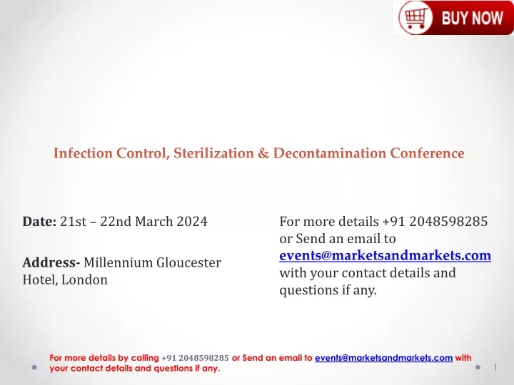 PPT Infection Control, Sterilization & Decontamination Conference